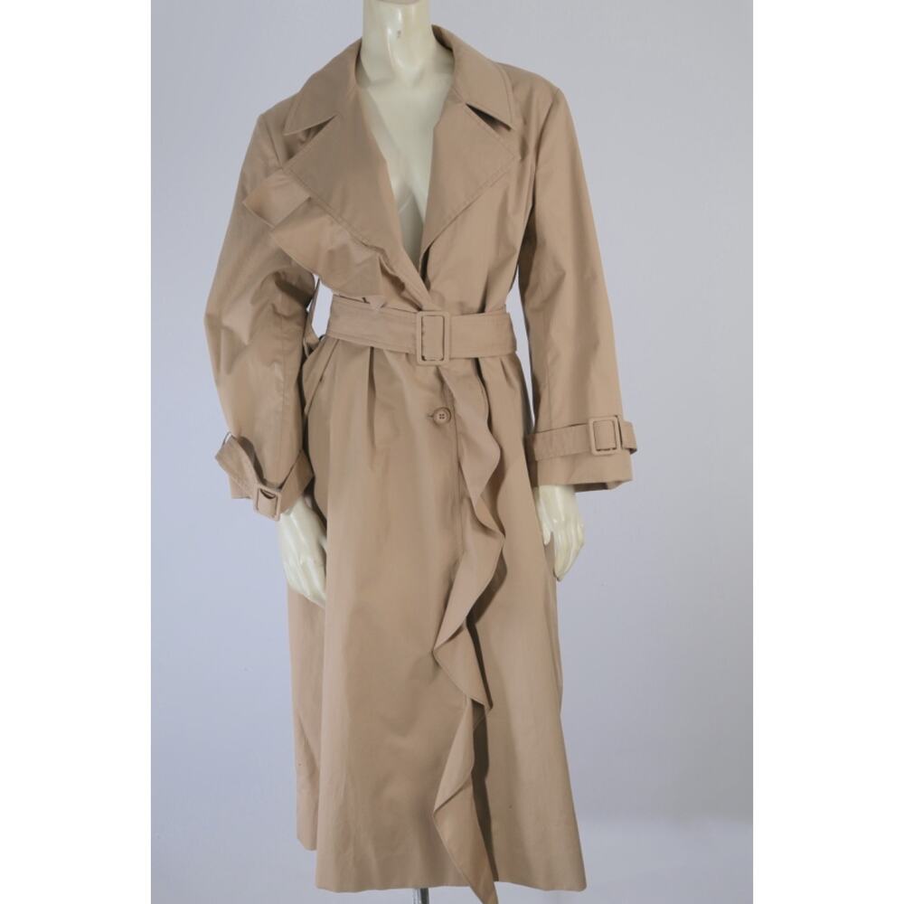 Stella McCartney Beige Cotton Long Belted Trench Winter Coat Womens Size 46 - Picture 4 of 16